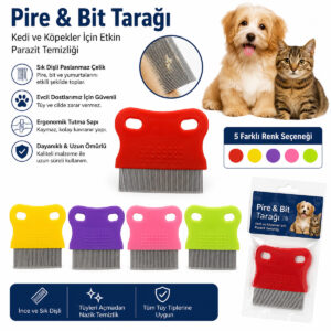 Kedi ve Köpek – Sık Dişli Bit ve Pire Temizleme Tarağı – Renk Seçeneklerıyle