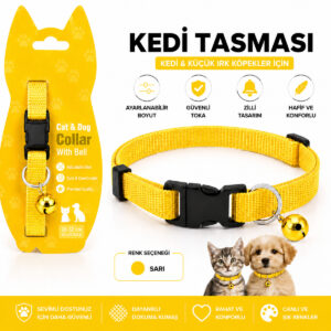 Kedi & Küçük Irk Köpekler İçin Ayarlanabilir Zilli Boyun Tasması
